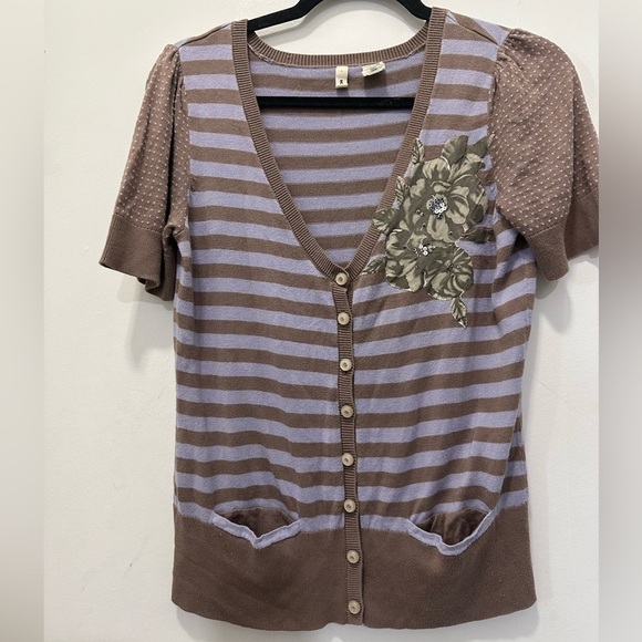 Anthropologie Moth Cattleya Short Sleeve Cardigan Sz M - Picture 1 of 8